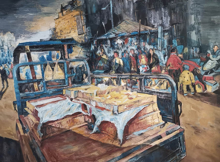 智超作品4《豆腐上街》120X160cm 布面油画2020年